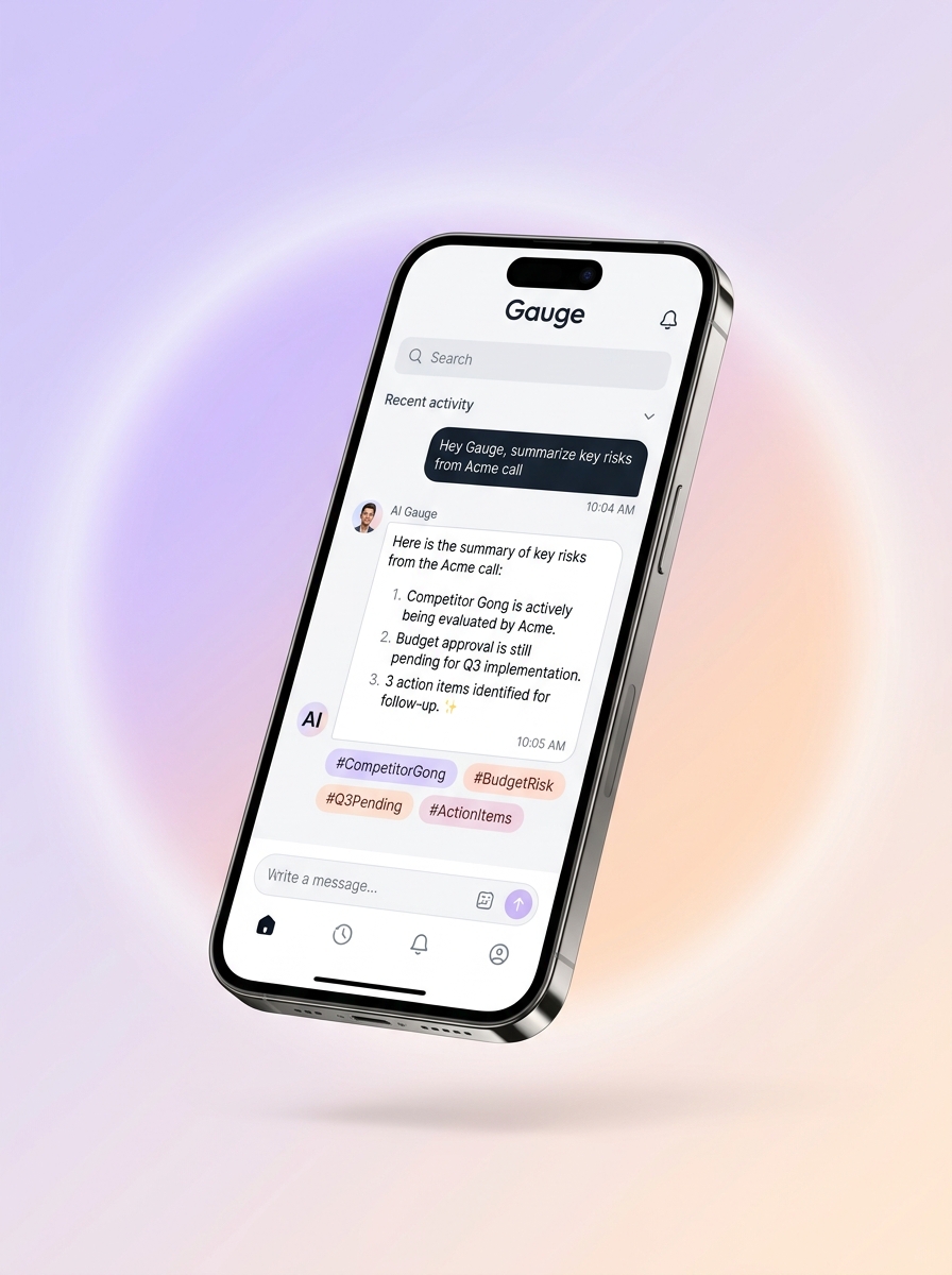 Gauge mobile app showing live battlecard intelligence